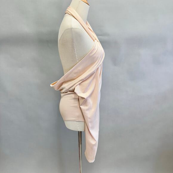 Dream Bandits jersey Bodysuit in light peach off the shoulder halter Size Medium - Picture 5 of 14